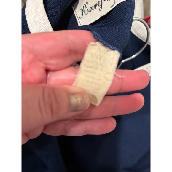 Vintage Henry-Lee Navy Short Sleeve Dress With Contrast Trim & Decorative Pocket - Picture 7 of 10